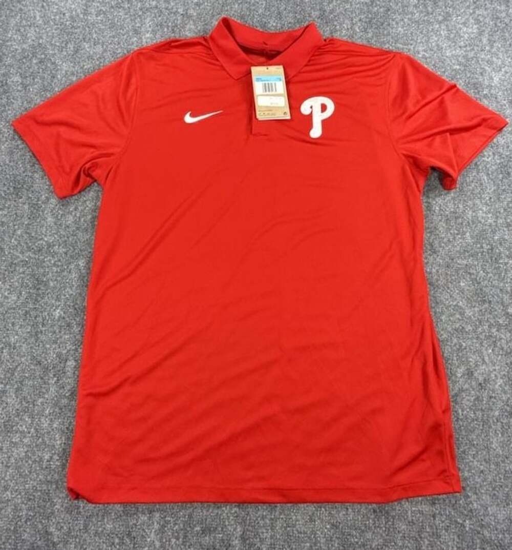 Nike Philadelphia Phillies Dri-FIT MLB Baseball Polo Shirt - Red Medium NWT